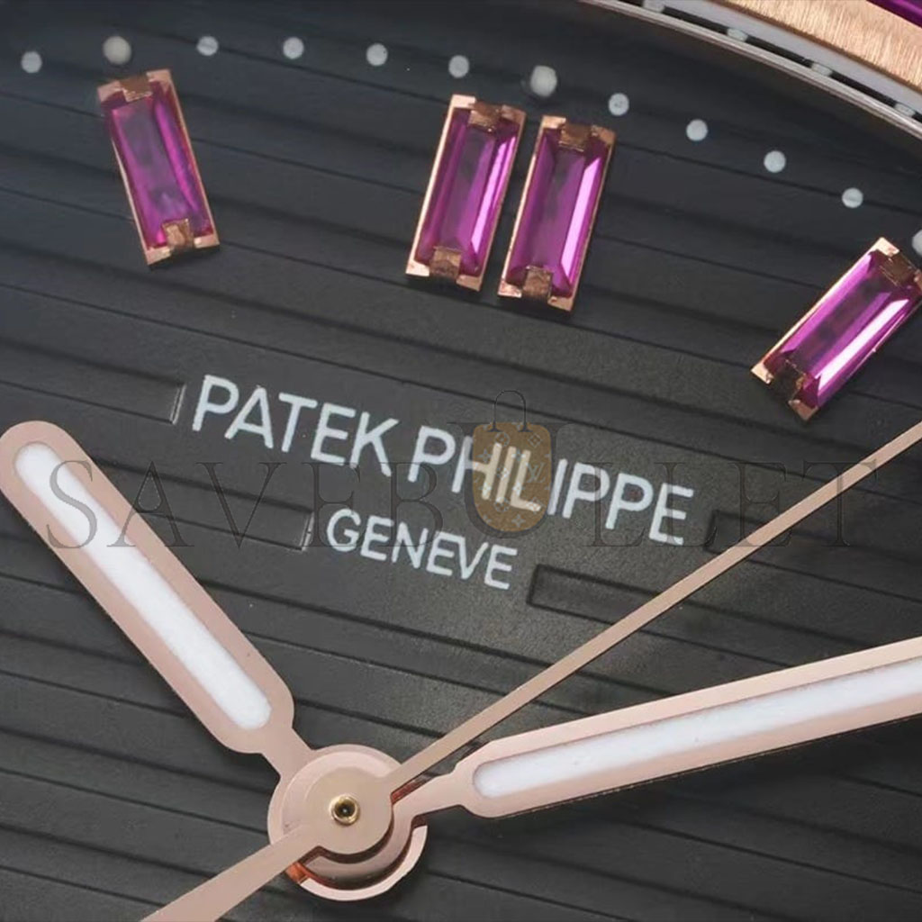 P**ek Ph**ppe rose gold black dial iced out watch 5711/1a-018